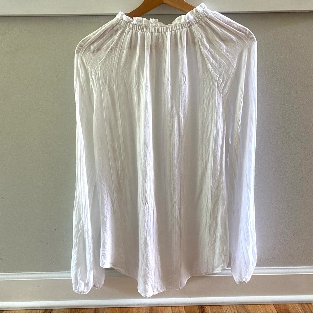 Cloth and Stone Evereve Textured Shirred Neck Top White - Picture 5 of 5